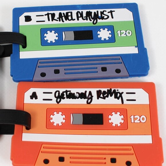 New 2-Pack Cassette Tape Luggage Tags - Travel Ready! - Picture 2 of 4